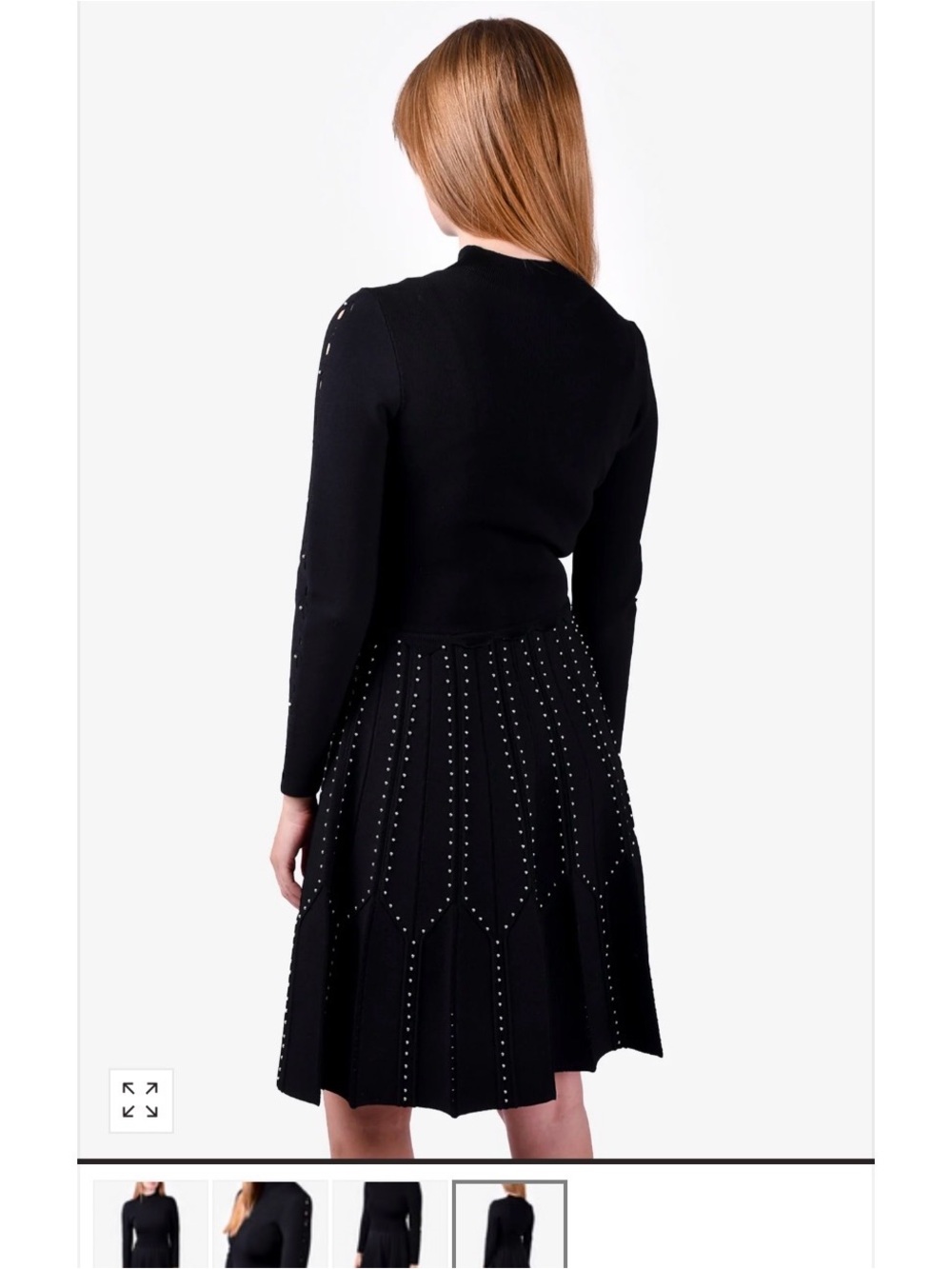 Sandro Studded Black Midi Dress Like New - Picture 6 of 7